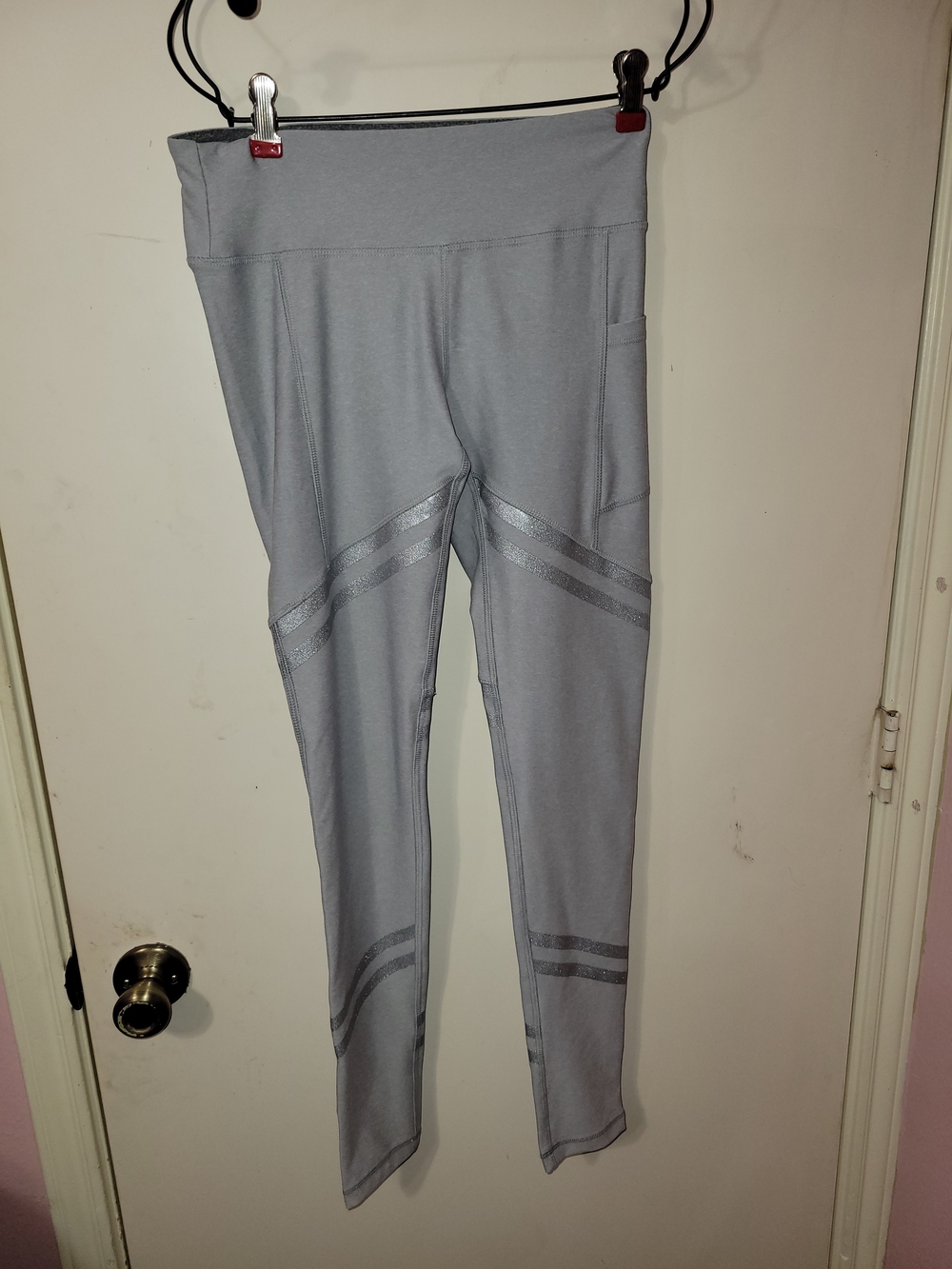 Gottex Light Gray Performance Leggings with Reflective Trim